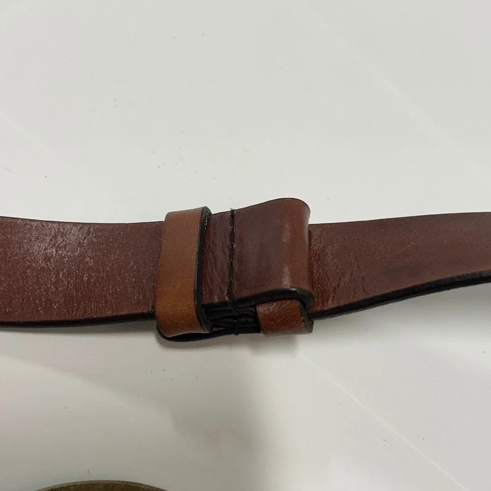 Coldwater Creek Brown Leather Western Belt Brass Hook Buckle Plus Size 1X 2X